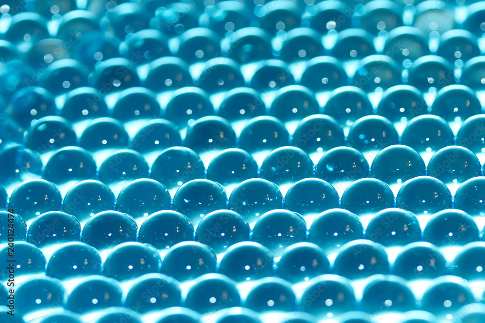 Water Blue Gel Balls with Bokeh. Polymer Gel. Silica Gel. Balls of Blue  Hydrogel. Crystal Liquid Ball with Reflection Stockbild - Bild von muster,  farbe: 147527845
