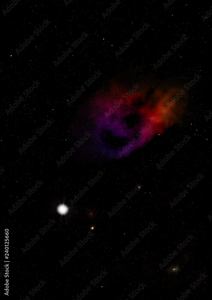 Star field in space and a nebulae. 3D rendering Star field in space and a nebulae. 3D rendering