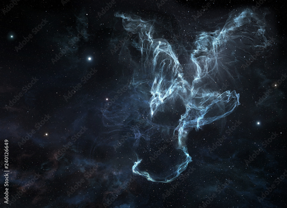 Cosmic nebula with dragon shape