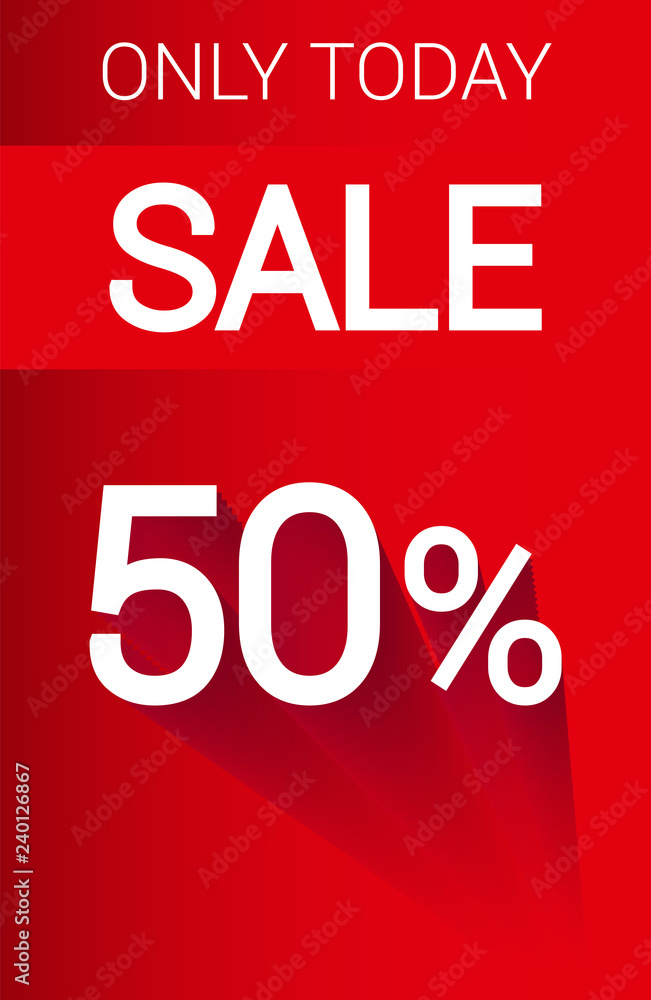 Discount banner for printing. Excellent quality. 50% discount. Vector illustration.