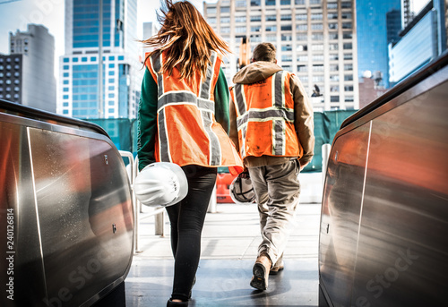 Construction workers in the city