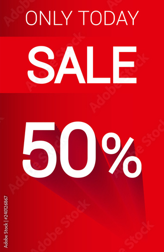 Discount banner for printing. Excellent quality. 50% discount. Vector illustration.