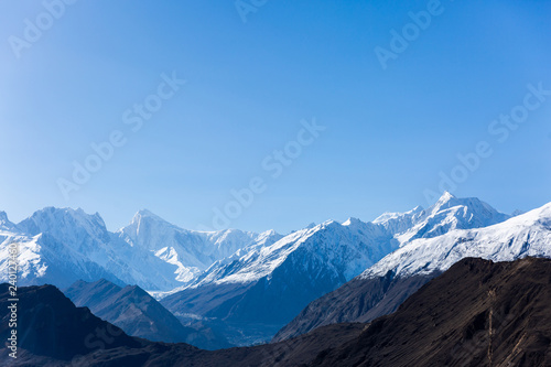 Mountain rang at Rakaposhi peak (7788m) from view point at Hunza Valley, Pakistan © kamonrat