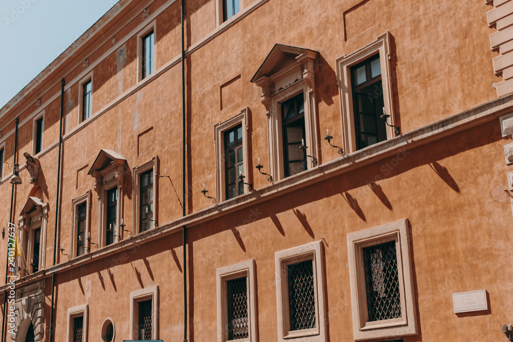 Streets, houses, and sights in Rome. Sunny summer footage from a trip to Italy