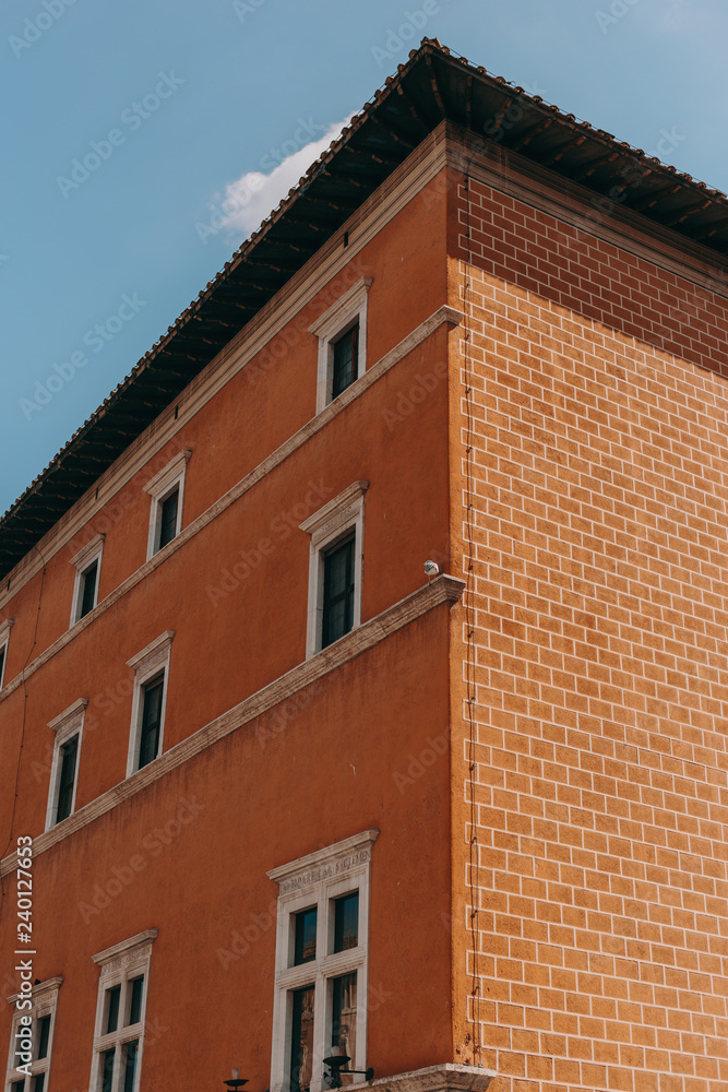 Streets, houses, and sights in Rome. Sunny summer footage from a trip to Italy