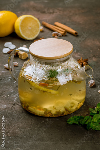 ginger tea in the teapot