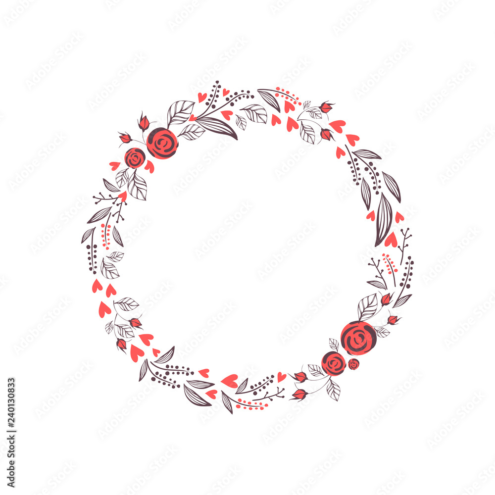 floral wreath isolated on white background