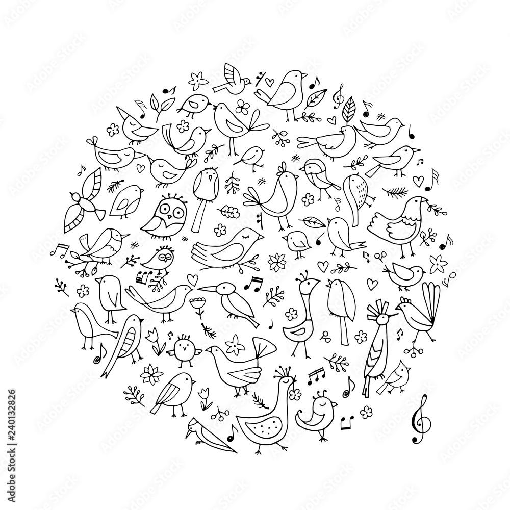 Birds collection, sketch for your design Birds collection, sketch for your design