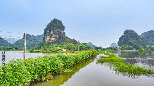 Mountains panoramic view in Ninh Binh, Vietnam