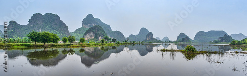 Mountains panoramic view in Ninh Binh, Vietnam
