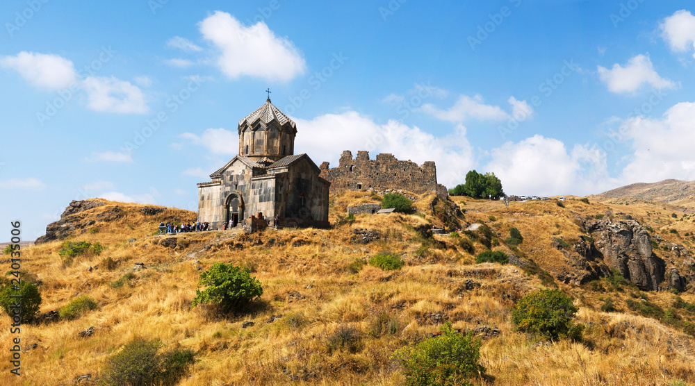 Tourists visiting the Vahramashen Church, Amberd, Armenia