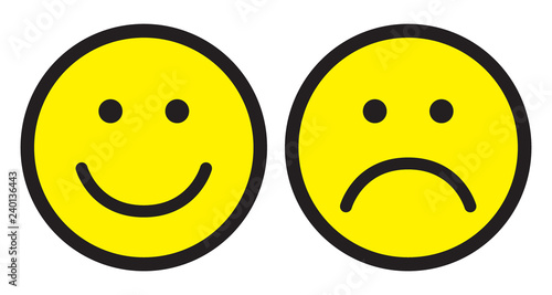 Happy and sad face icons.