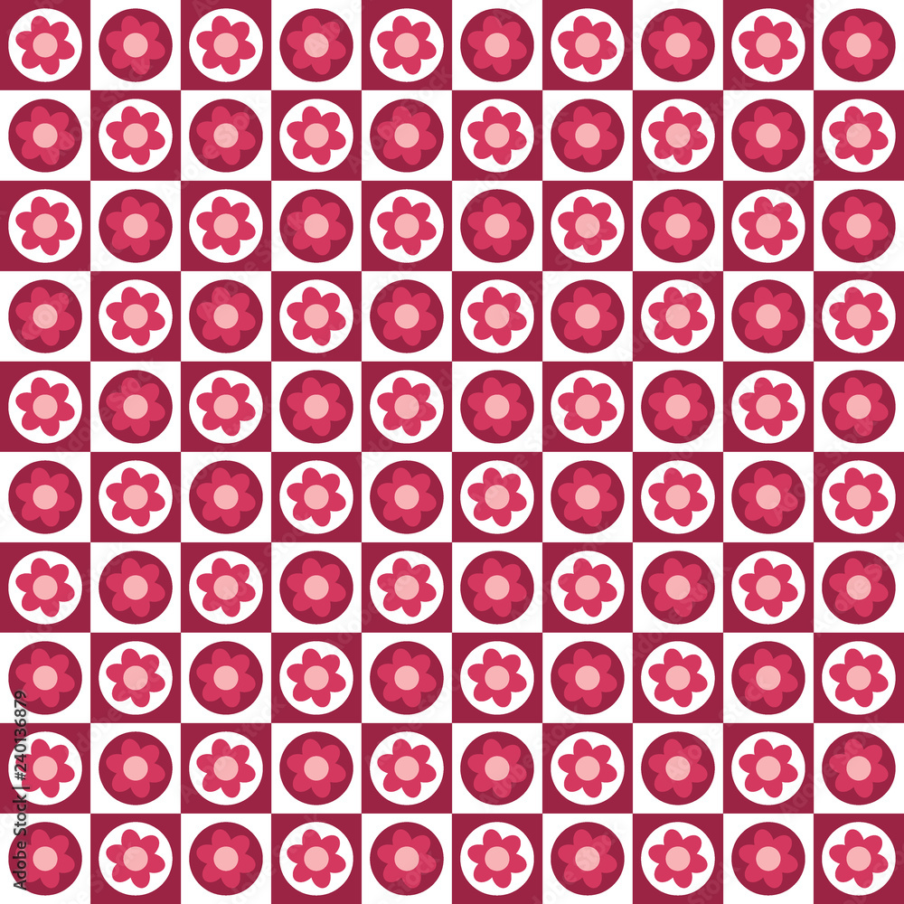 Checkered pattern with flowers Checkered pattern with flowers