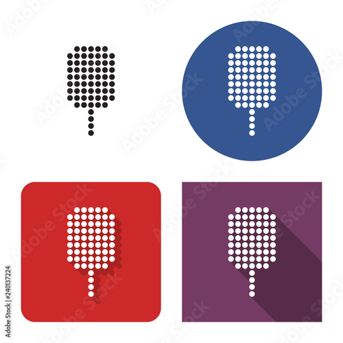 Dotted icon of ice cream in four variants. With short and long shadow