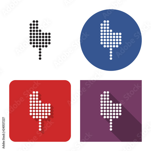 Dotted icon of bitten ice cream in four variants. With short and long shadow
