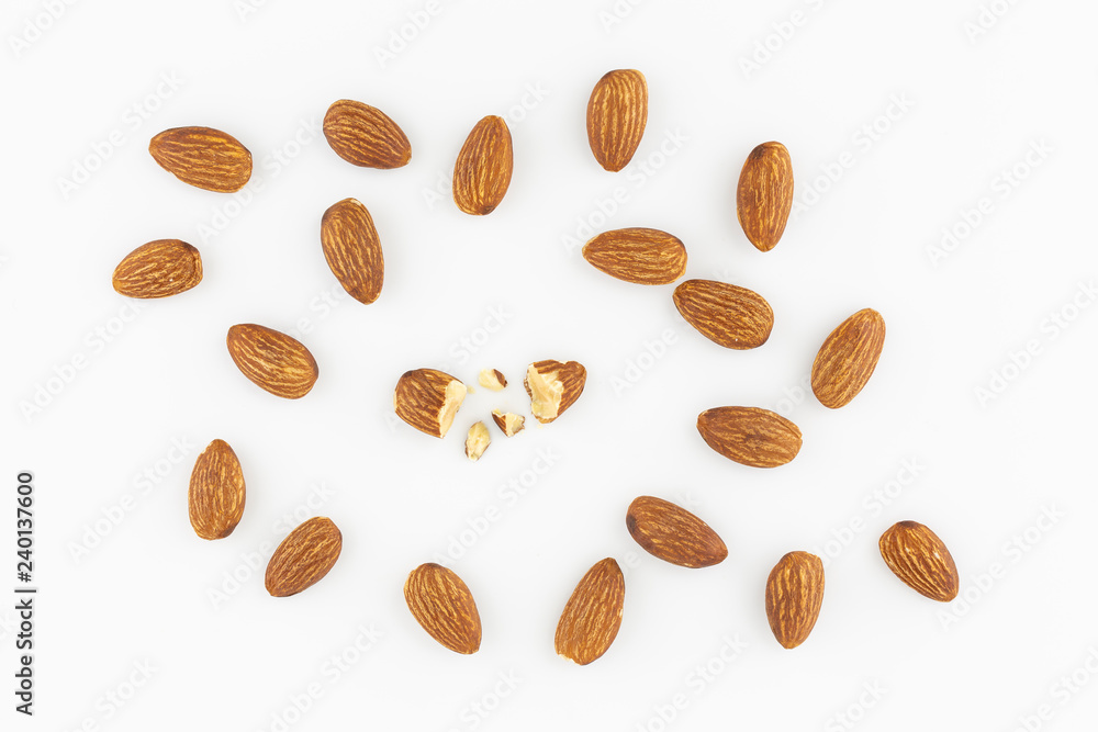 Almonds isolated on white background Almonds isolated on white background