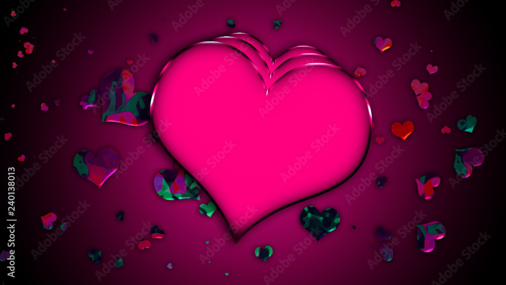 Design template . Heart for Valentine's Day Background .Colorful confetti hearts isolated on background.