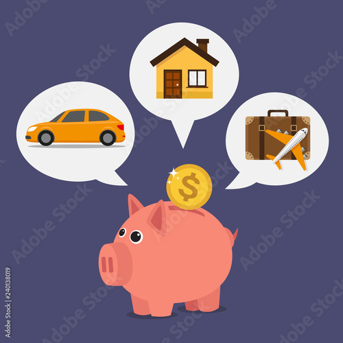 Piggy bank dreaming about saving
