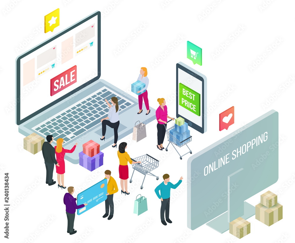 Vector isometric composition with electronic digital mobile devi Vector isometric composition with electronic digital mobile devi
