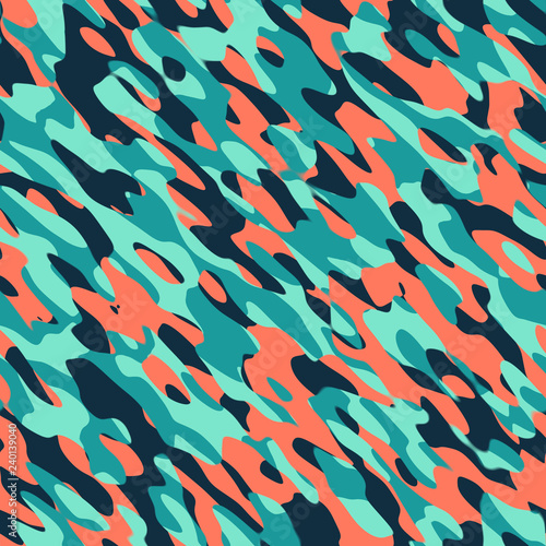 Colourful Army military camouflage seamless pattern textile, 3d render