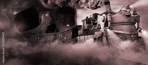 Naklejka na ścianę Pociąg widmo we mgle