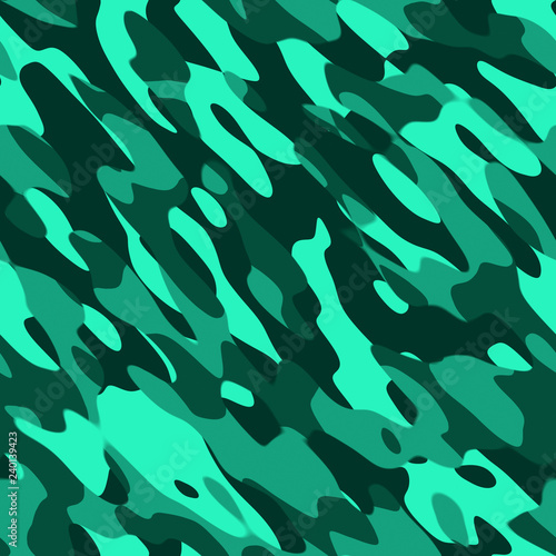 Colourful Army military camouflage seamless pattern textile, 3d render