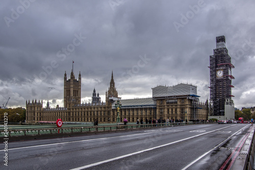 Landscape view of Houses of Parliament and Big Ben. London  England.