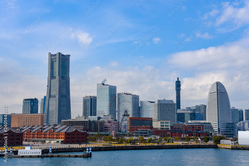 Landscape of Minato Mirai 21 area of Yokohama City in Kanagawa, Japan. Yokohama is the second largest city in Japan by population and most populous municipality.