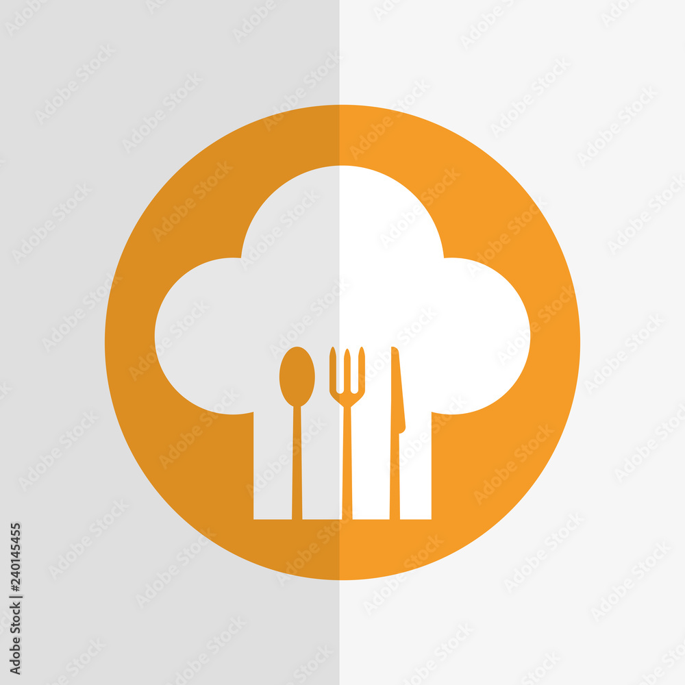 chef hat and cutlery emblem image design chef hat and cutlery emblem image design