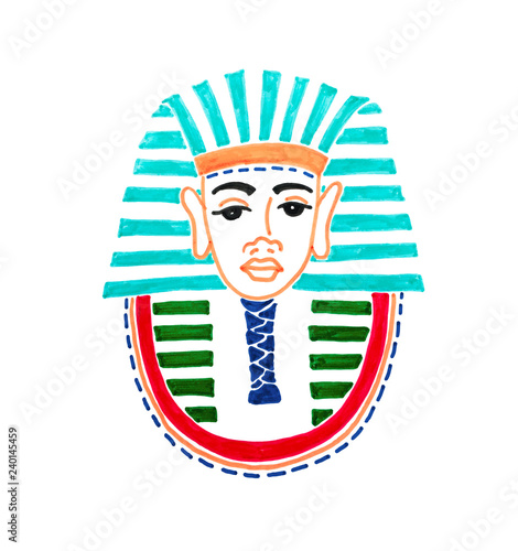 drawing of historical mask of pharaoh tutankhamen