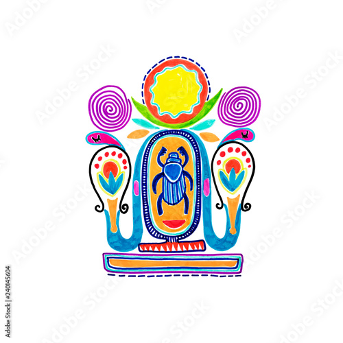 sketch marker drawing of Egyptian antique decoration