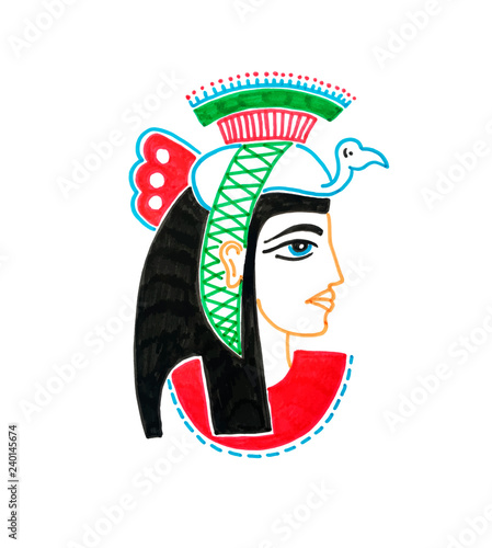 sketch marker drawing of egyptian goddess with a bird