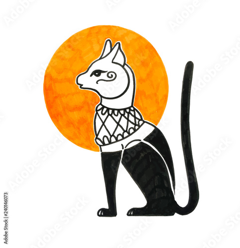 drawing of egyptian cat god bastet