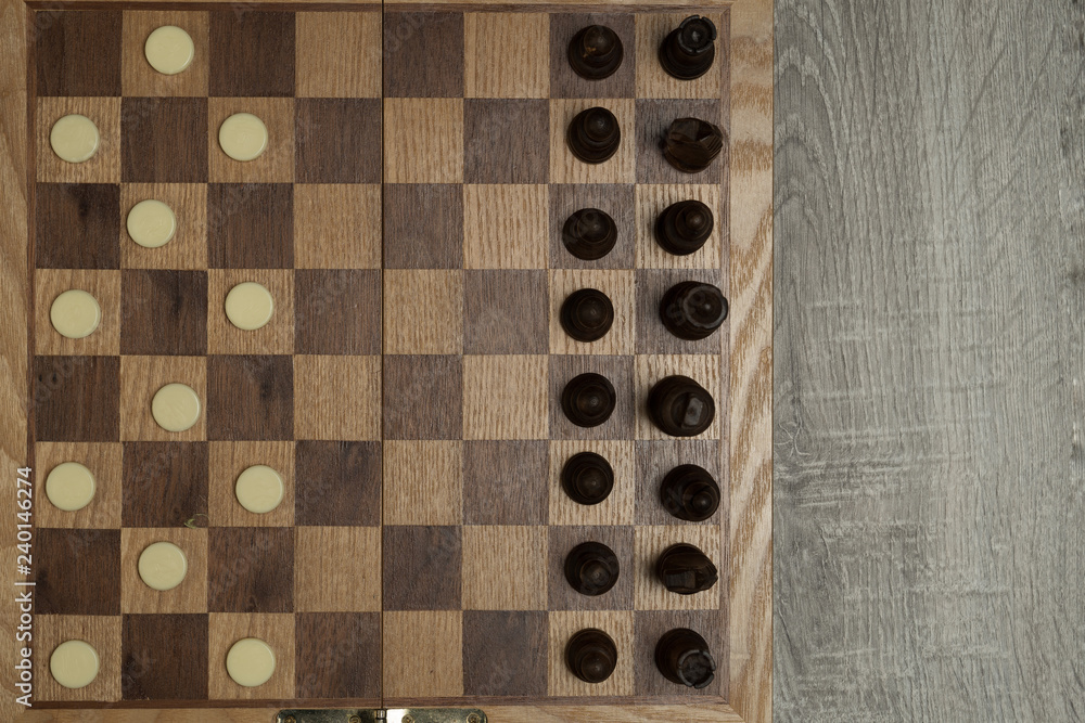 Chess and checkers on the same Board. Checkers against chess Chess and checkers on the same Board. Checkers against chess