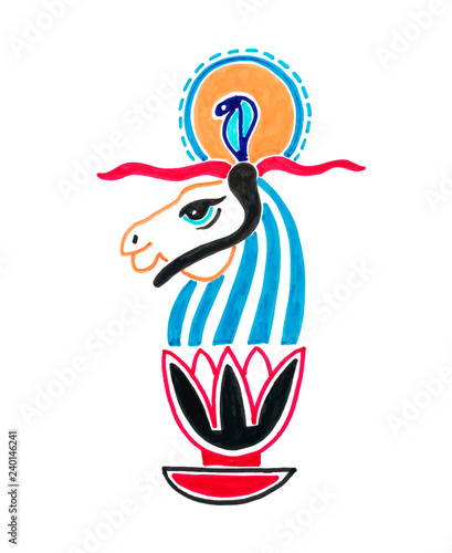 sketch marker drawing of egyptian animal god