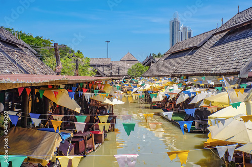 Pattaya Floating Market in Chonburi City Thailand on Holiday.Pattaya Floating Market is the Famous Floating Market near Pattaya and very Popular for Tourist
