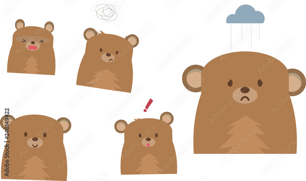 Cute bear emoji vector on a white background Cute bear emoji vector on a white background