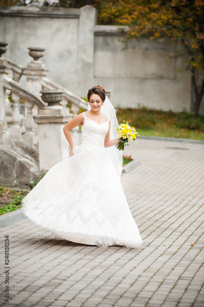 Portrait of beautiful european bride in autumn Portrait of beautiful european bride in autumn