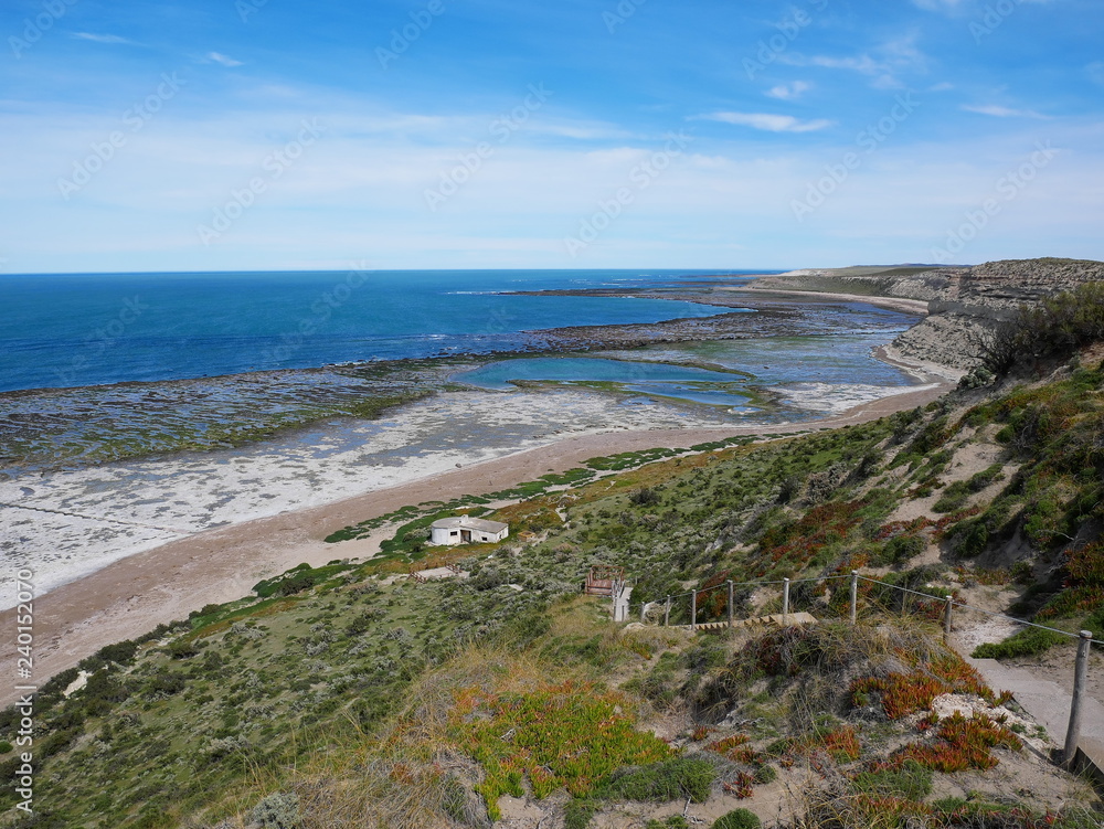 The atlantic ocean coastline along Peninsula Valdes