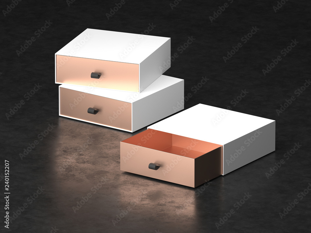 Elegant open white and gold Gift Box Mockup on black background. Luxury  packaging box for premium products. Empty opened box. 3d rendering. Stock  Illustration | Adobe Stock