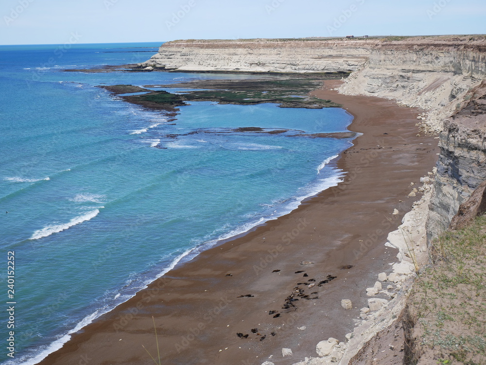 The atlantic ocean coastline along Peninsula Valdes