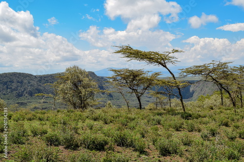 Hiking along the volcanic crater on Mount Suswa  Rift Valley