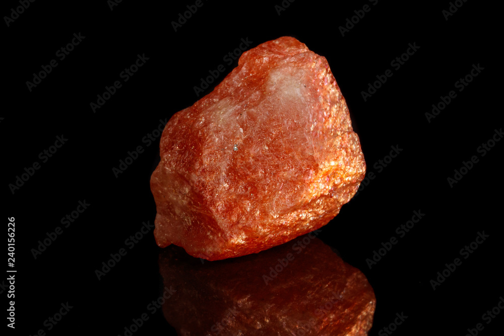 Macro mineral stone Nepheline sunny stone black background Macro mineral stone Nepheline sunny stone black background