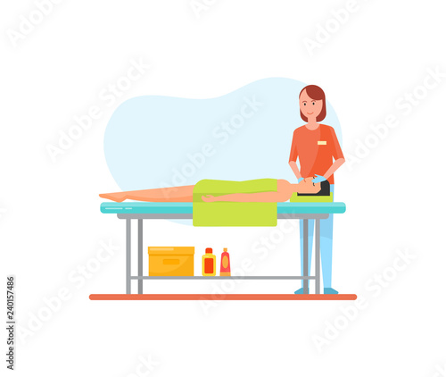 Massage Treatment Facial Care by Masseuse Vector