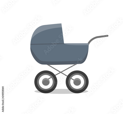 Pram with Newborn Little Child Isolated Vector