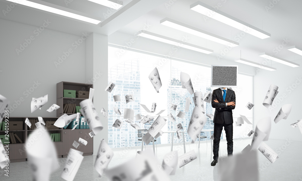 Businessman with monitor instead of head. Businessman with monitor instead of head.