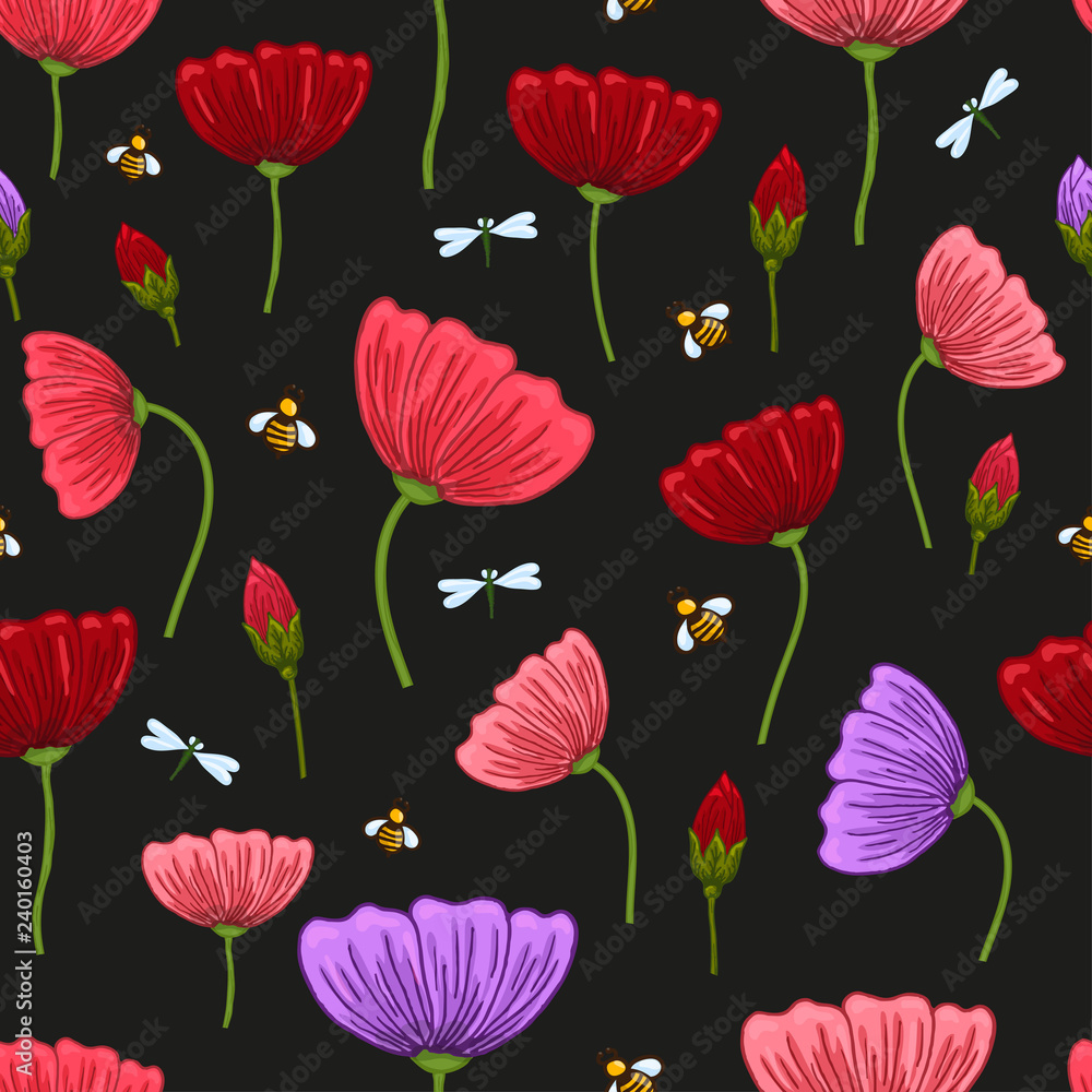 Seamless pattern with romantic flowers elements. Seamless pattern with romantic flowers elements.