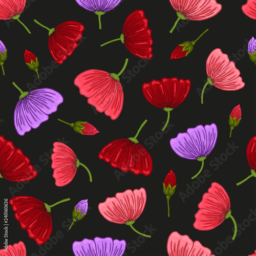 Seamless pattern with romantic flowers elements.