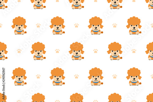 Fototapeta Naklejka Na Ścianę i Meble -  Vector cartoon character poodle dog seamless pattern for design.