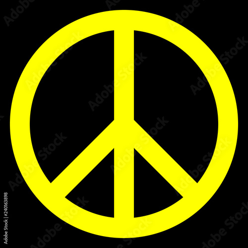 Peace symbol icon - yellow simple, isolated - vector